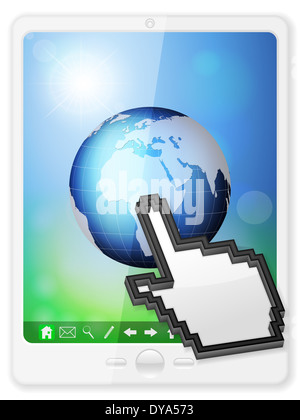 Tablet computer with blue You are Here Map Pointer - 3D illustration ...