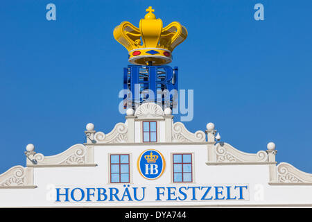 Germany, Baveria, Munich, Oktoberfest, Hofbrauhaus Beer Tent Sign Stock Photo