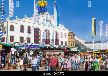 Germany, Baveria, Munich, Oktoberfest, Hofbrauhaus Beer Tent Stock Photo