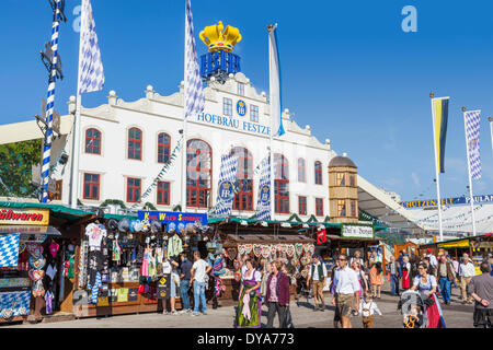 Germany, Baveria, Munich, Oktoberfest, Hofbrauhaus Beer Tent Stock Photo