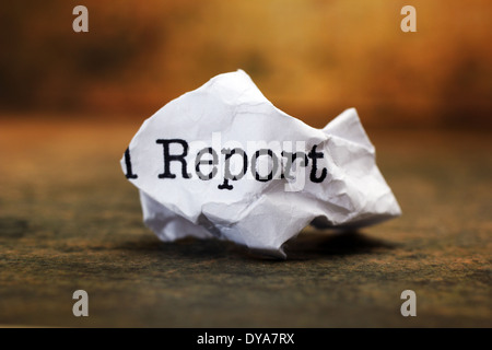 Report text on paper Stock Photo