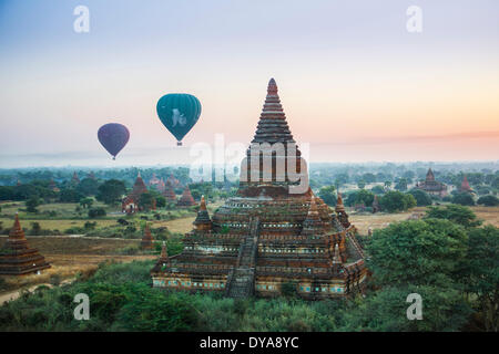 Myanmar Mandalay Burma Asia Bagan architecture famous history hot air skyline sunrise temple tourism touristic travel ballo Stock Photo