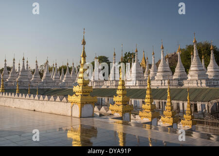 Mandalay Myanmar Burma Kuthodaw Pagoda Asia architecture colourful many religion skyline stupas tourism touristic travel wh Stock Photo