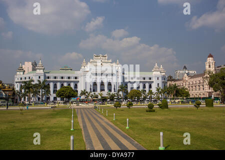 Myanmar, Burma, Asia, Yangon, Rangoon, City Hall, building, Stock Photo