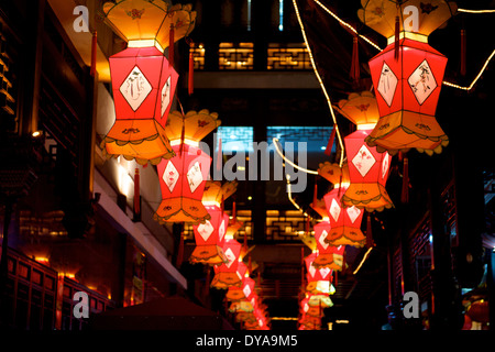 beautiful red lanterns on Chinese new year in Shanghai Stock Photo