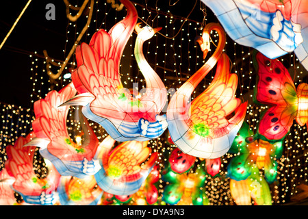 Colorful Swan lanterns on Chinese New Years Stock Photo