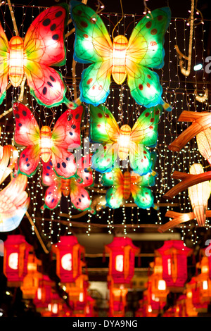 Colorful butterfly lanterns on Chinese New Years Stock Photo