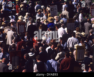 People gathering at the racecourse for the Royal Ascot races in Berkshire, UK Stock Photo