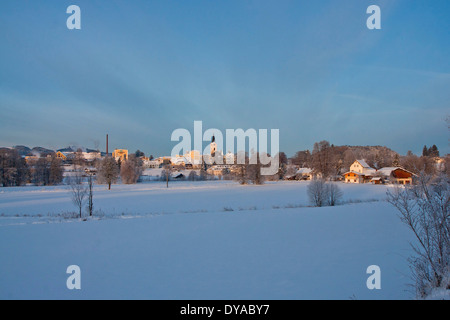 Bavaria Germany Europe Upper Bavaria Berchtesgaden land Teisendorf Rupertiwinkel winter snow cold market town city Wieninger Stock Photo