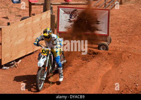 Motorcycle Rider throwing a Rooster Tail of dirt during the Jack Pine  Gypsies Hill Climb event in Sturgis South Dakota Stock Photo - Alamy