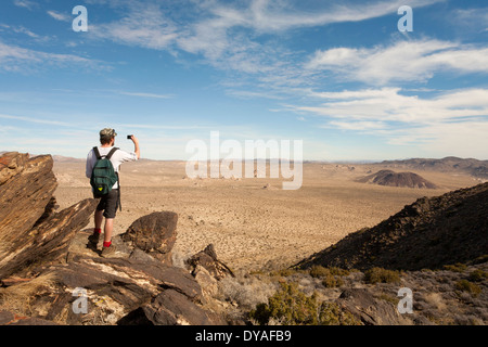 Man on holiday in Joshua Tree National Park Stock Photo