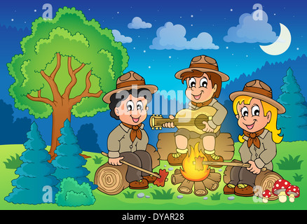 Children scouts theme image 2 - picture illustration. Stock Photo