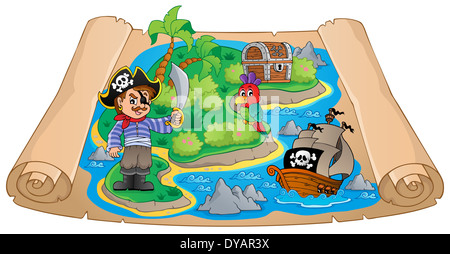 Pirate map theme image 4 - picture illustration. Stock Photo