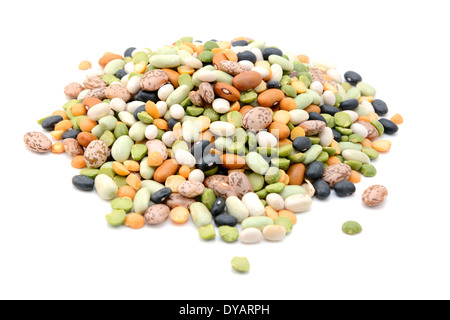 Mixed dried beans isolated on a white background Stock Photo