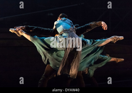 English National Ballet dancers performing 'No Man's Land', by Liam Scarlett, at the Barbican. (photo by Danilo Moroni) Stock Photo