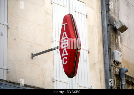 Tabac sign on wall outside cigarette shop tobacco Stock Photo