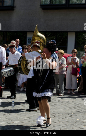 Dancer at the Mardi Gras, part of the Edinburgh Jazz and Blues Festival in July 2013. Stock Photo