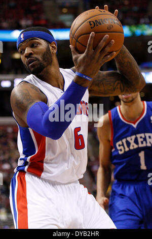 March 29, 2014: Detroit Pistons forward Josh Smith (6) in action during the NBA game between the Detroit Pistons and the Philadelphia 76ers at the Wells Fargo Center in Philadelphia, Pennsylvania. The 76ers won 123-98. Christopher Szagola/Cal Sport Media Stock Photo
