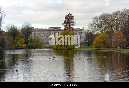 View on Buckingham Palace from St James's Park in London, UK Stock Photo