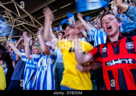 Brighton & Hove Albion fans at the Division 1 play-off final at The Millennium Stadium, Cardiff, Wales in 2004 Stock Photo