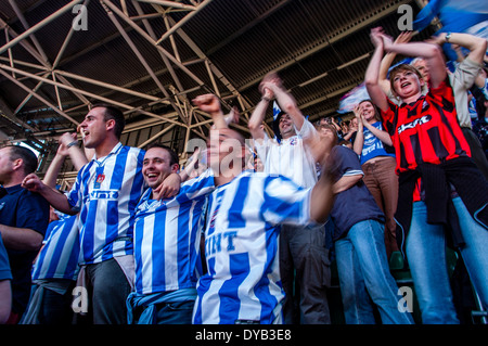 Brighton & Hove Albion fans at the Division 1 play-off final at The Millennium Stadium, Cardiff, Wales in 2004 Stock Photo