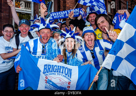 Brighton & Hove Albion fans at the Division 1 play-off final at The Millennium Stadium, Cardiff, Wales in 2004 Stock Photo