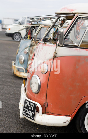 Row of Rat Looking VW Camper at the Santa Pod Raceway England Stock Photo