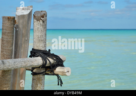 Black rope on pole Stock Photo