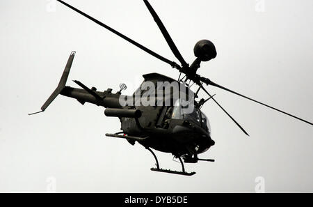 Pocheon, South Korea. 11th Apr, 2014. OH-58D Kiowa Warrior helicopter hovers during the United States and South Korean Joint live fire Exercise at Rodriguez Range in Pocheon. Credit:  Dong-Min Jang/ZUMA Wire/ZUMAPRESS.com/Alamy Live News Stock Photo