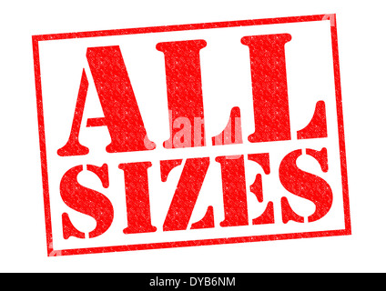 ALL SIZES red Rubber Stamp over a white background. Stock Photo