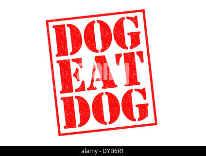 DOG EAT DOG red Rubber Stamp over a white background. Stock Photo