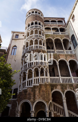 The external staircase (Scala Contarini del Bovolo) of Palazzo Contarini del Bovolo, Venice, Italy Stock Photo