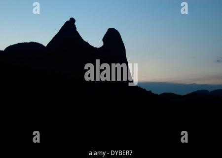 Famous mountain formation 'The Priest and The Nun' in the countryside of Espirito Santo, Brazil Stock Photo