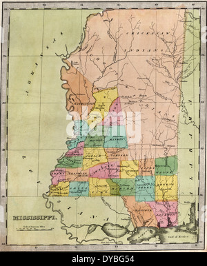 Map of Mississippi 1835 Stock Photo