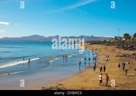 Playa Grande beach, Puerto del Carmen, Lanzarote, Canary Islands, Spain, Europe Stock Photo