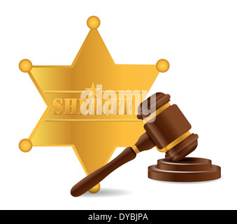 police shield and gavel illustration design over a white background Stock Photo