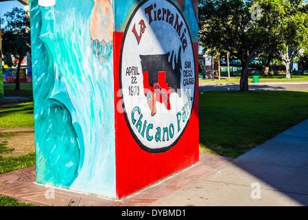 Chicano Park mural. Barrio Logan, San Diego, California, United States. Stock Photo