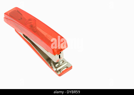 Red Stapler isolated on a white background Stock Photo