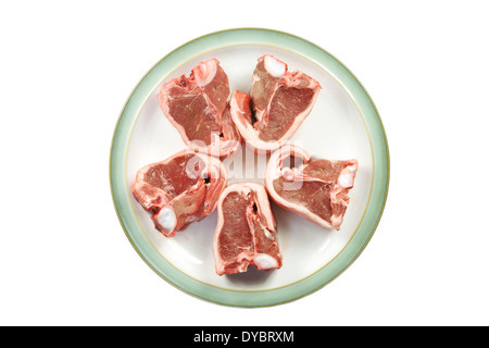 Lamb chops - meat on a plate, British Lamb, UK Stock Photo