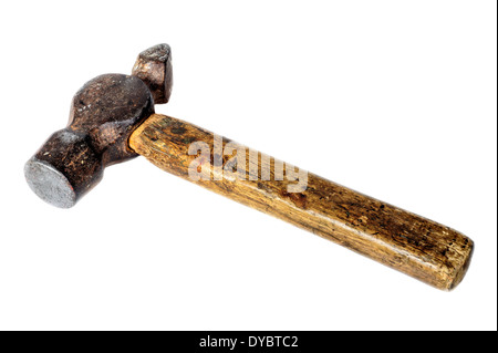 Closeup view of vintage hammer isolated on white background Stock Photo