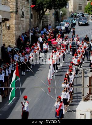 Beit Jala, Palestine, West Bank- April 13, 2014- A young Palestinian ...