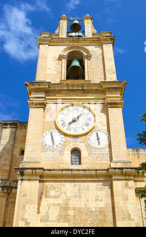 St John Cathedral Clock Tower in Valletta, Malta Stock Photo