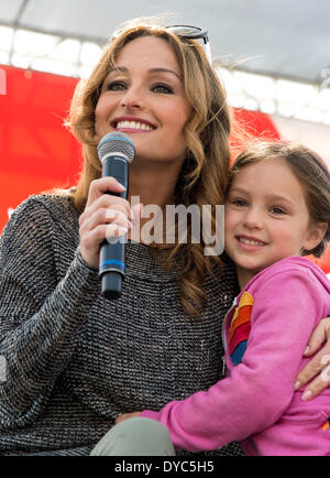 Los Angeles, California, USA. 12th Apr, 2014. Chef GIADA DE LAURENTIIS, with her daughter, JADE DE LAURENTIIS, answers questions from the Children's Stage during the Los Angeles Times Festival of Books. Credit:  Brian Cahn/ZUMAPRESS.com/Alamy Live News Stock Photo