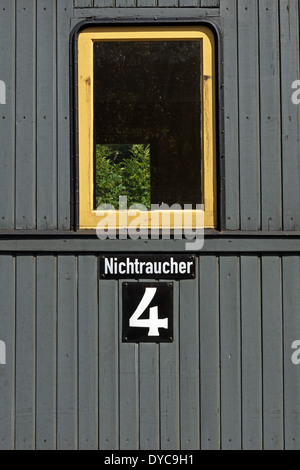 Europe Germany Rhineland-Palatinate Elmstein Bahnhofstrasse railway station car window Kuckucksbähnel railroad historical museum Stock Photo