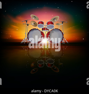 abstract music background with sunrise drum kit and sunrise Stock Photo ...