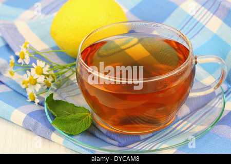 Tea, chamomile, mint and lemon Stock Photo