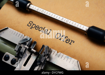 Special offer text on typewriter Stock Photo