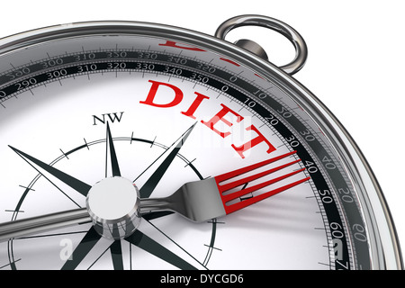 diet the way indicated by compass conceptual image on white background Stock Photo
