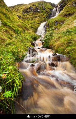 Waterfalls and river stream on the island Runde in Herøy kommune, Møre og Romsdal fylke, on the west coast of Norway. Stock Photo