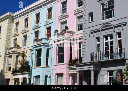 Colourful houses in Notting Hill district of London, UK Stock Photo